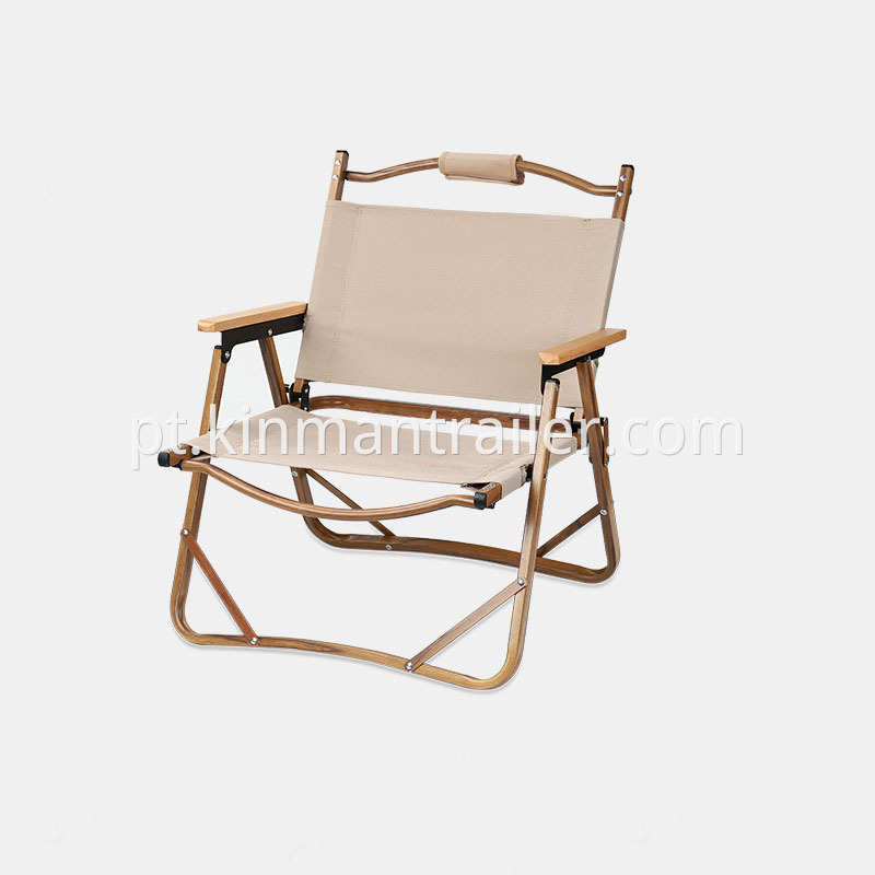 Outdoor Camping Wood Grain Color Khaki Oxford Aluminum Foldable Chair